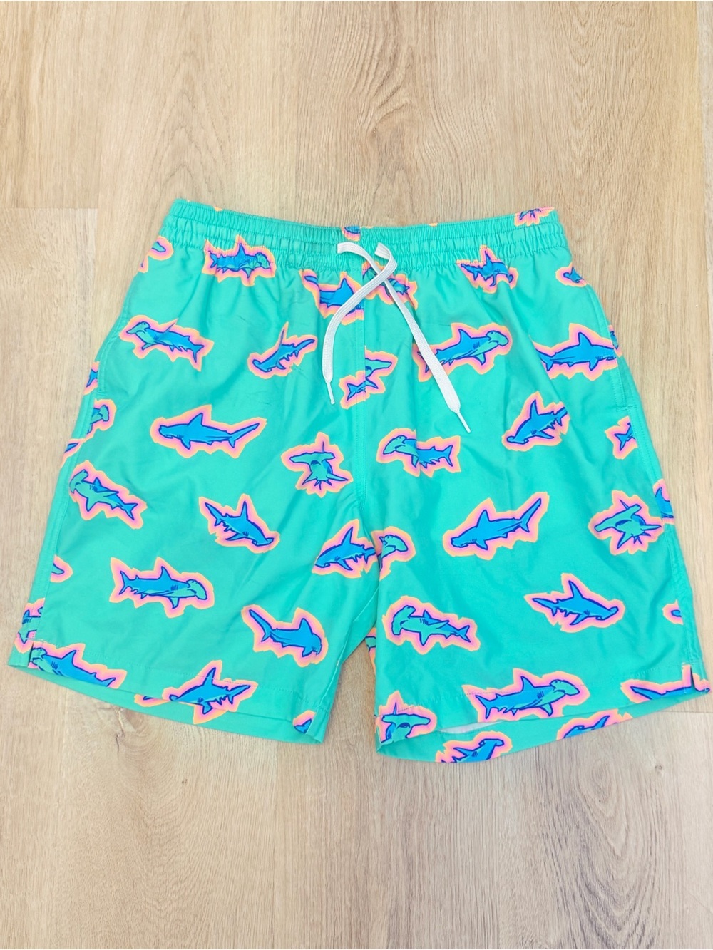 Chubbies Aqua Shark Print Swim Trunks